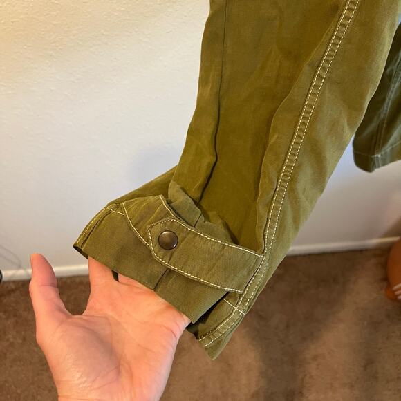 Anthropologie Green Linen Jackson Tapered Utility Pants Size 14 - Picture 9 of 16